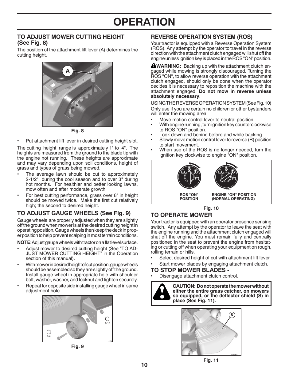 Operation | Poulan Pro PB20H42YT LAWN TRACTOR User Manual | Page 10 / 56