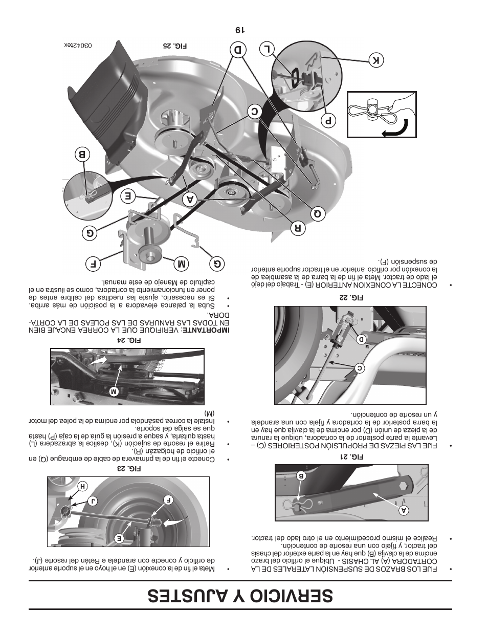 Servicio y ajustes | Poulan Pro PB20H42YT LAWN TRACTOR User Manual | Page 38 / 56