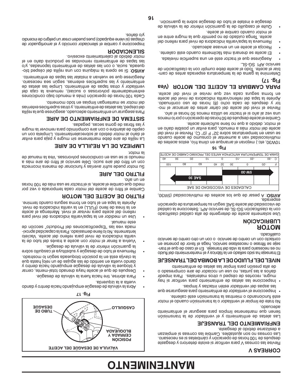 Mantenimento, Motor | Poulan Pro PB20H42YT LAWN TRACTOR User Manual | Page 41 / 56