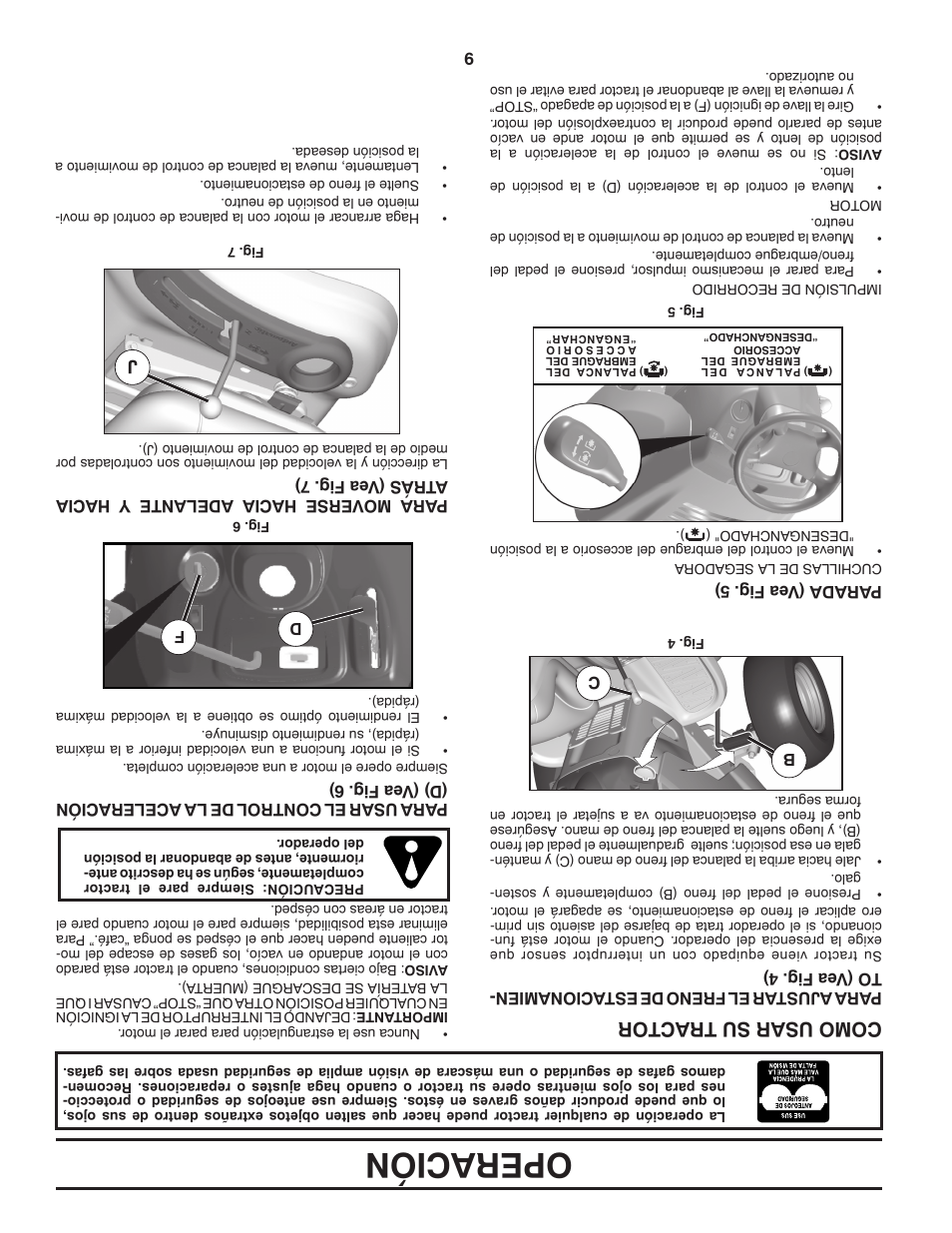 Operación, Como usar su tractor | Poulan Pro PB20H42YT LAWN TRACTOR User Manual | Page 48 / 56