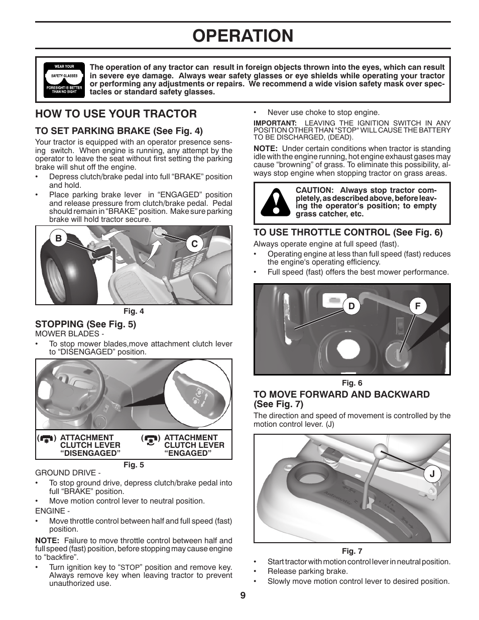 Operation, How to use your tractor | Poulan Pro PB20H42YT LAWN TRACTOR User Manual | Page 9 / 56