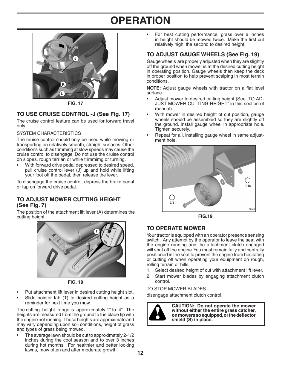 Operation | Poulan Pro PB22H54YT LAWN TRACTOR User Manual | Page 12 / 32