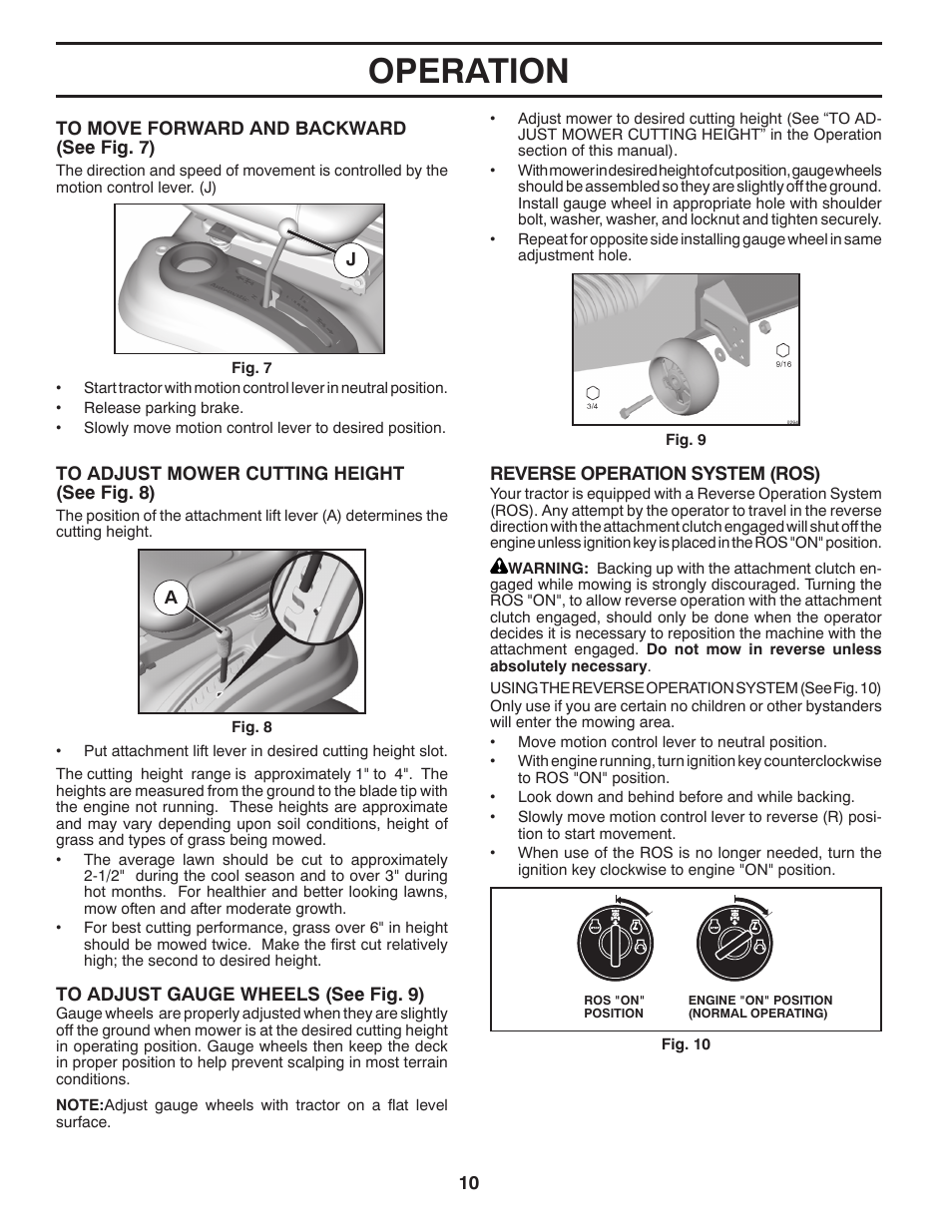 Operation | Poulan Pro PB20H42YT LAWN TRACTOR User Manual | Page 10 / 28