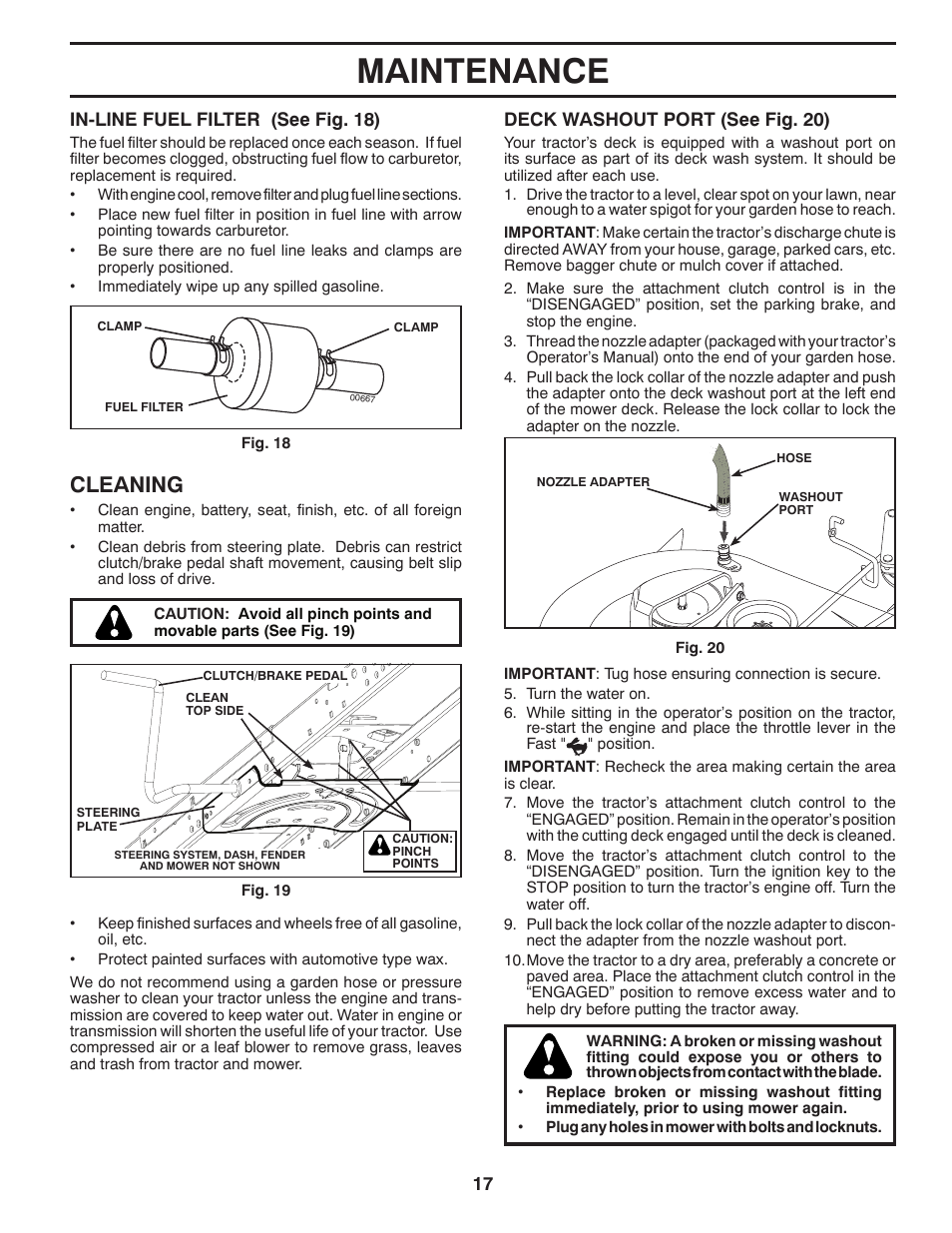 Maintenance, Cleaning | Poulan Pro PB20H42YT LAWN TRACTOR User Manual | Page 17 / 28