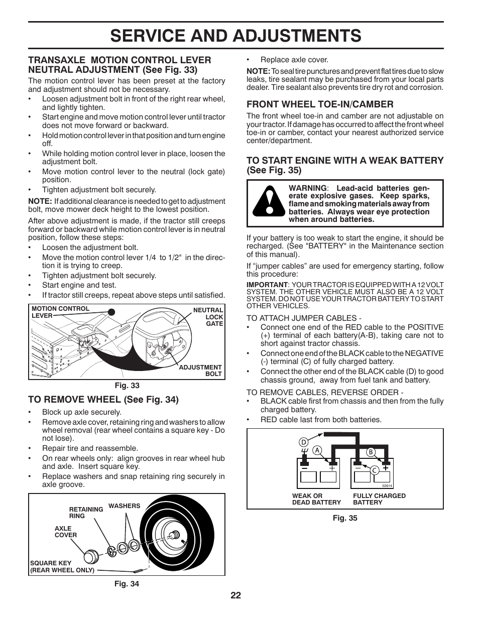 Service and adjustments | Poulan Pro PB20H42YT LAWN TRACTOR User Manual | Page 22 / 28