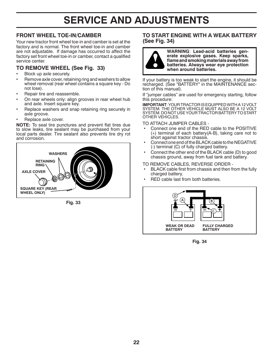 Service and adjustments | Poulan Pro PB22H46YT LAWN TRACTOR User Manual | Page 22 / 28