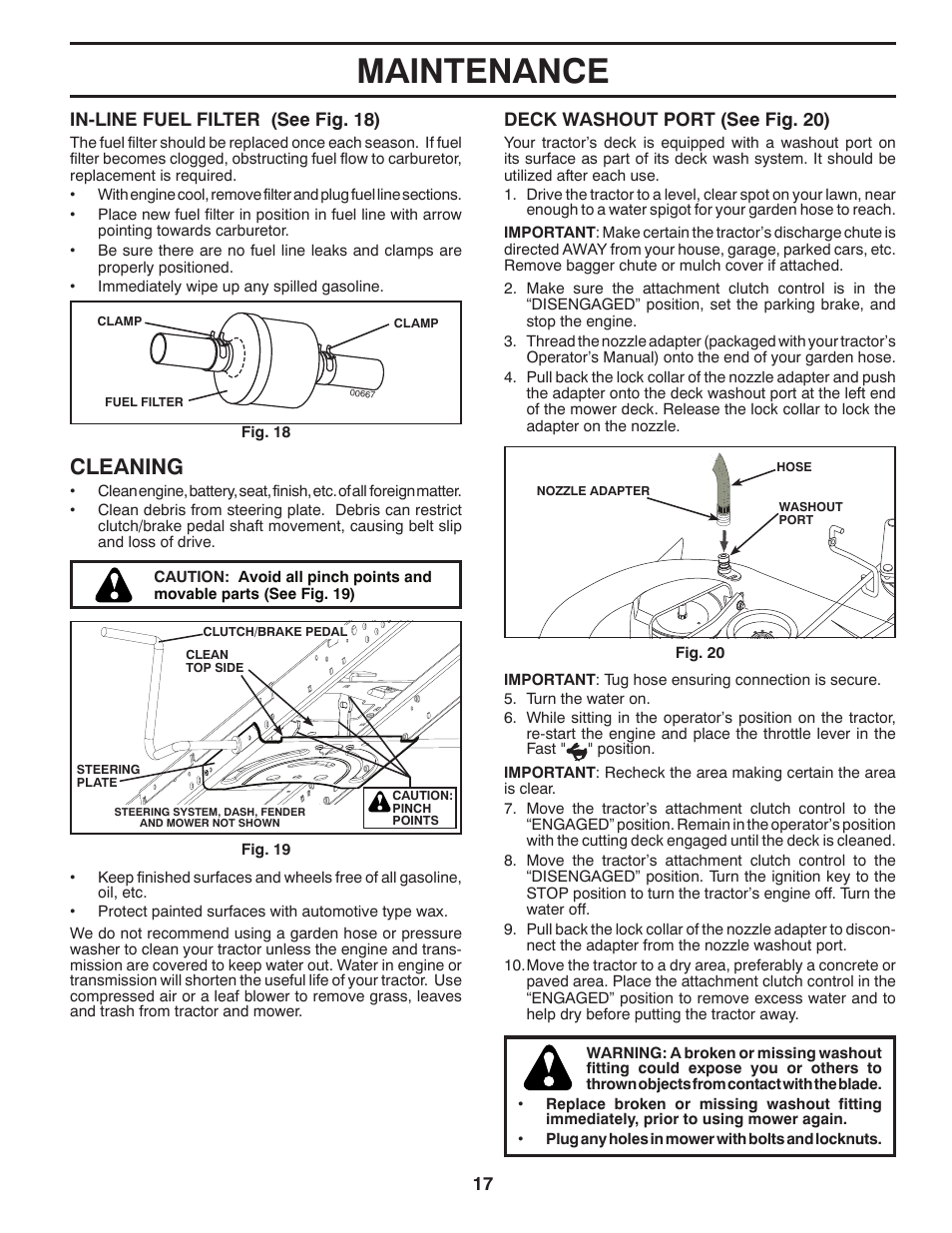 Maintenance, Cleaning | Poulan Pro PB22H42YT LAWN TRACTOR User Manual | Page 17 / 28