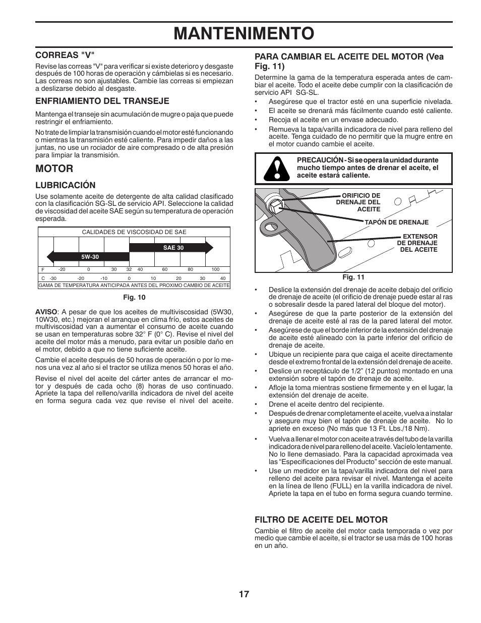 Mantenimento, Motor | Poulan Pro PB19542LT LAWN TRACTOR User Manual | Page 45 / 56