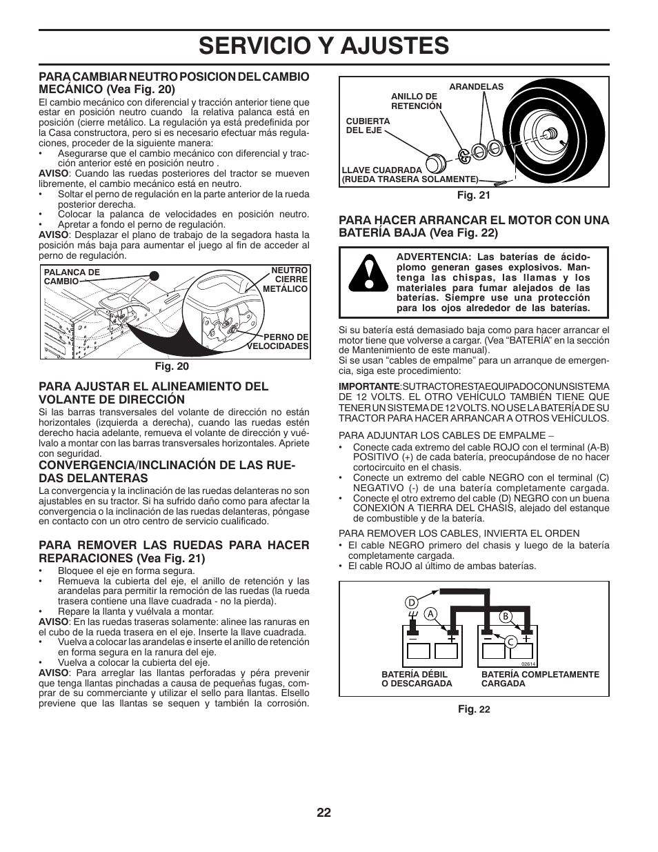 Servicio y ajustes | Poulan Pro PB19542LT LAWN TRACTOR User Manual | Page 50 / 56