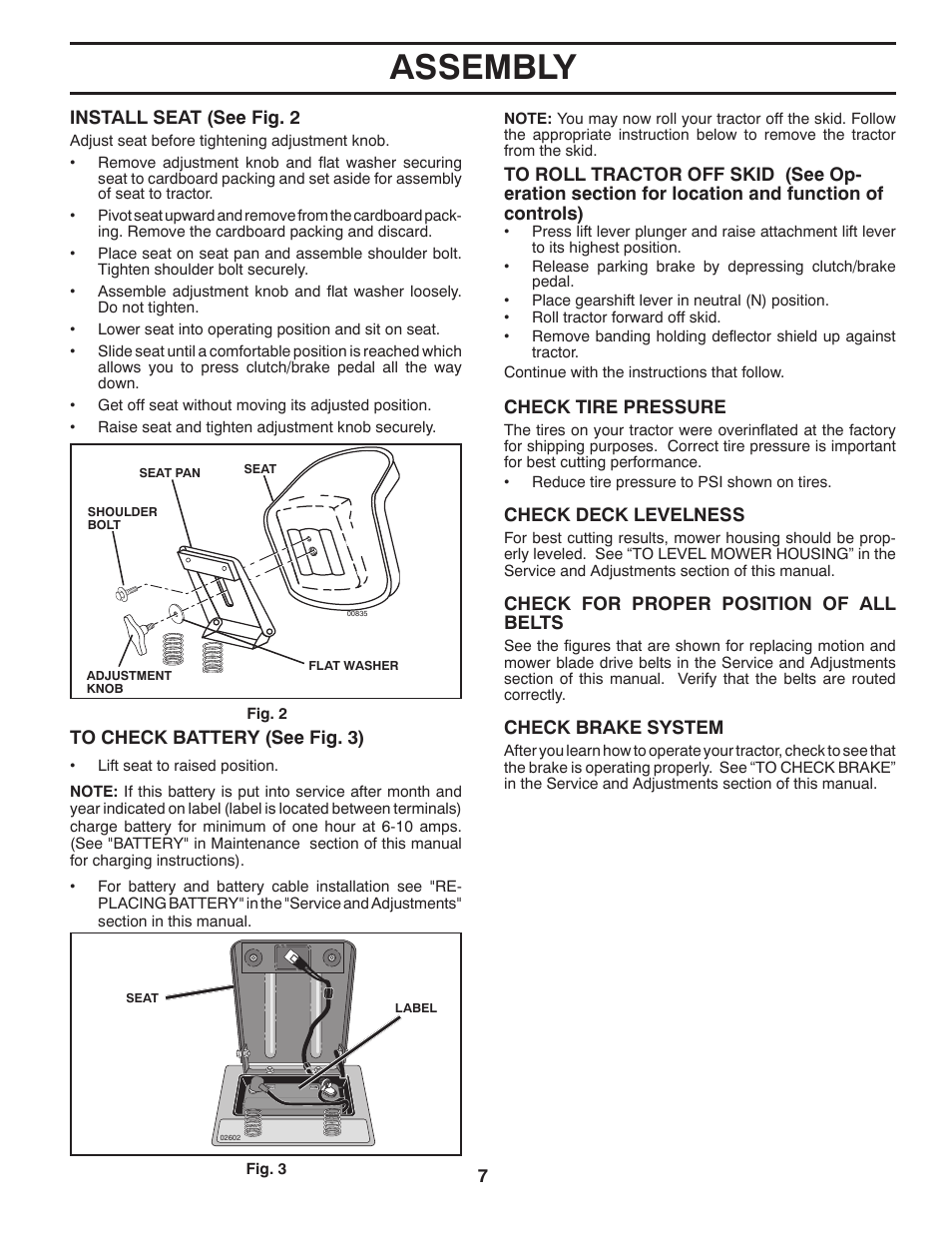 Assembly | Poulan Pro PB19542LT LAWN TRACTOR User Manual | Page 7 / 56