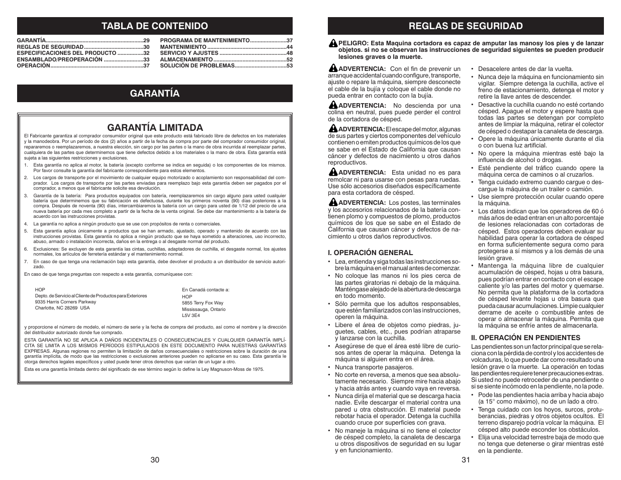 Poulan Pro PB38 LAWN TRACTOR User Manual | Page 30 / 30