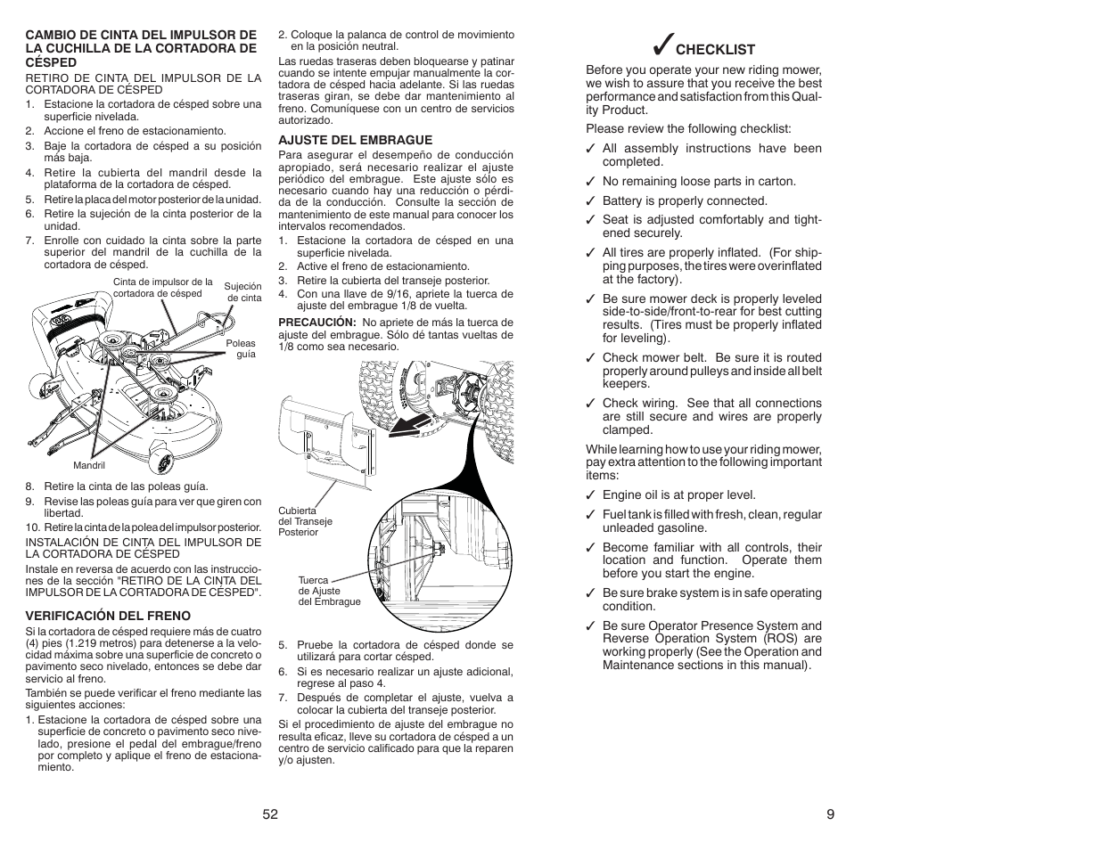 Poulan Pro PB38 LAWN TRACTOR User Manual | Page 9 / 30