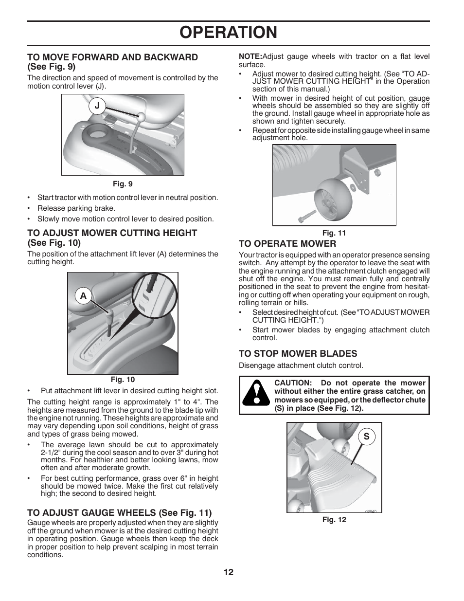 Operation | Poulan Pro PB175A42LT LAWN TRACTOR User Manual | Page 12 / 30