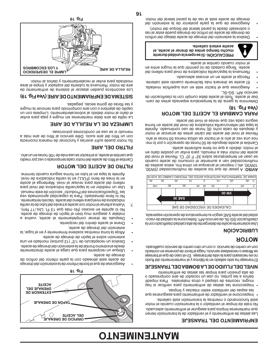 Mantenimento, Motor | Poulan Pro PB195H42LT LAWN TRACTOR User Manual | Page 41 / 56