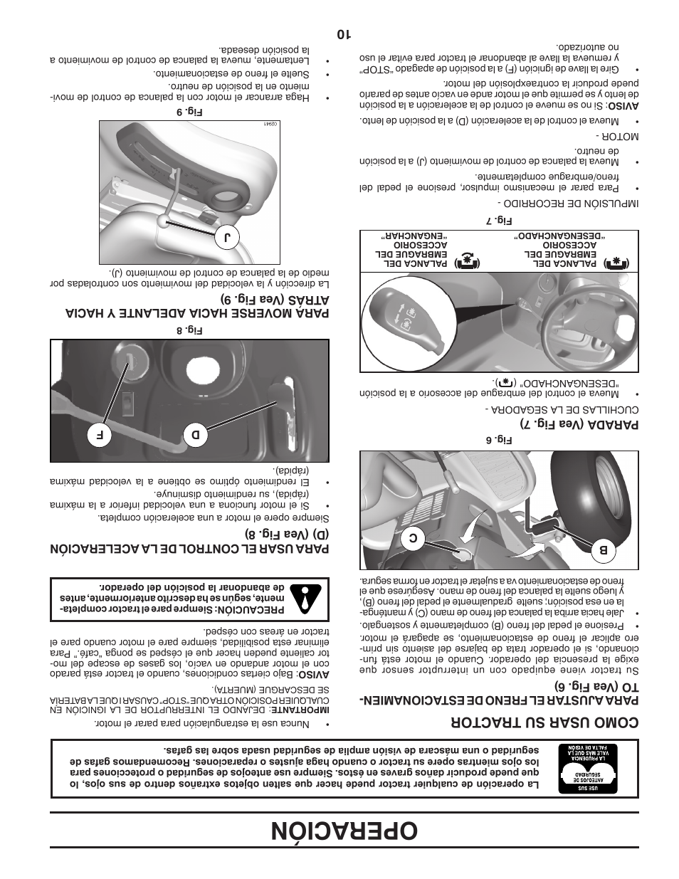 Operación, Como usar su tractor | Poulan Pro PB195H42LT LAWN TRACTOR User Manual | Page 47 / 56