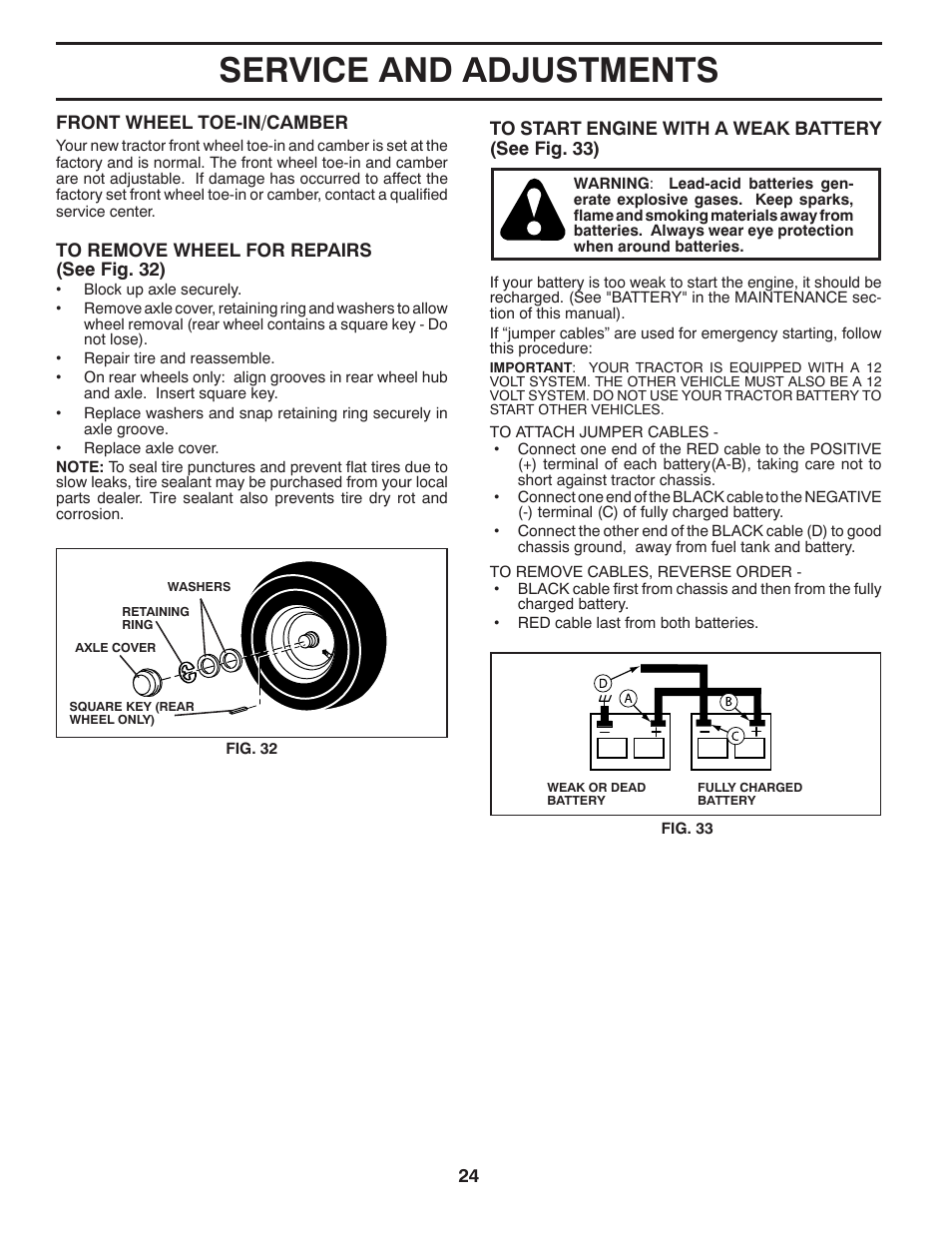 Service and adjustments | Poulan Pro PP17538HP LAWN TRACTOR User Manual | Page 24 / 32