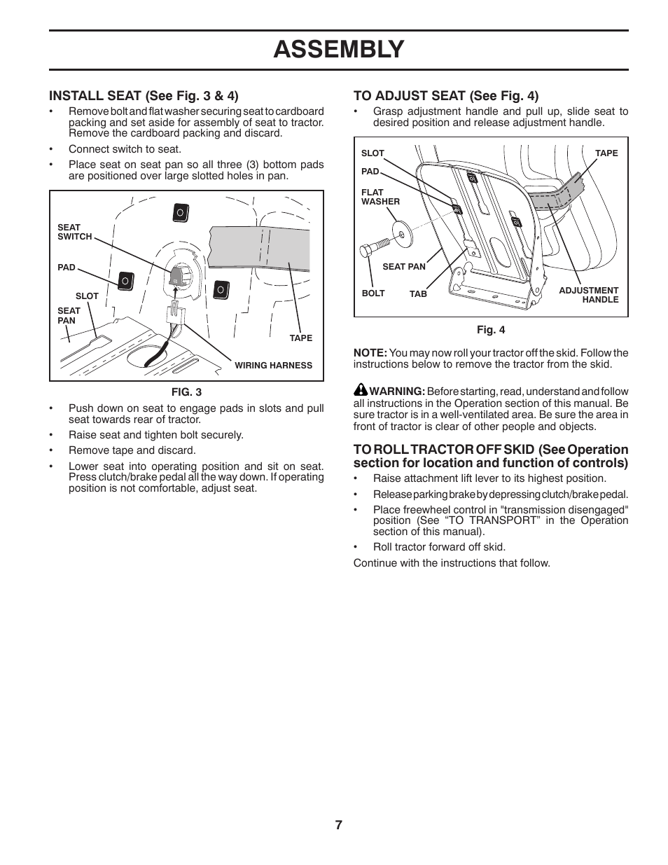 Assembly | Poulan Pro PP17538HP LAWN TRACTOR User Manual | Page 7 / 32