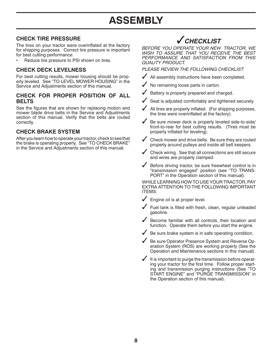 Assembly | Poulan Pro PP17538HP LAWN TRACTOR User Manual | Page 8 / 32