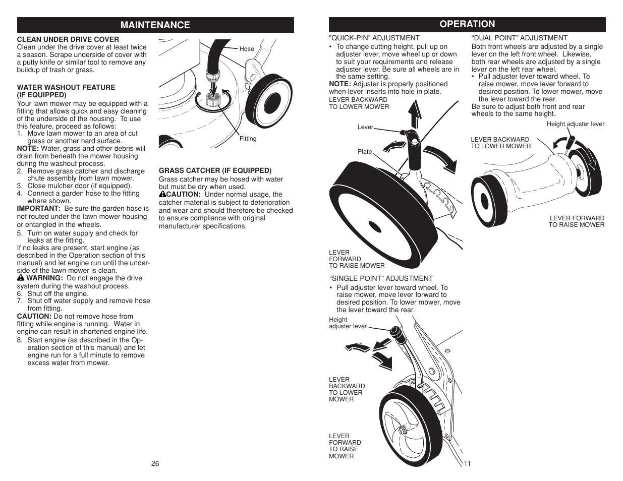 Maintenance, Operation | Poulan Pro PR625P_115587827 LAWN TRACTOR User Manual | Page 11 / 18