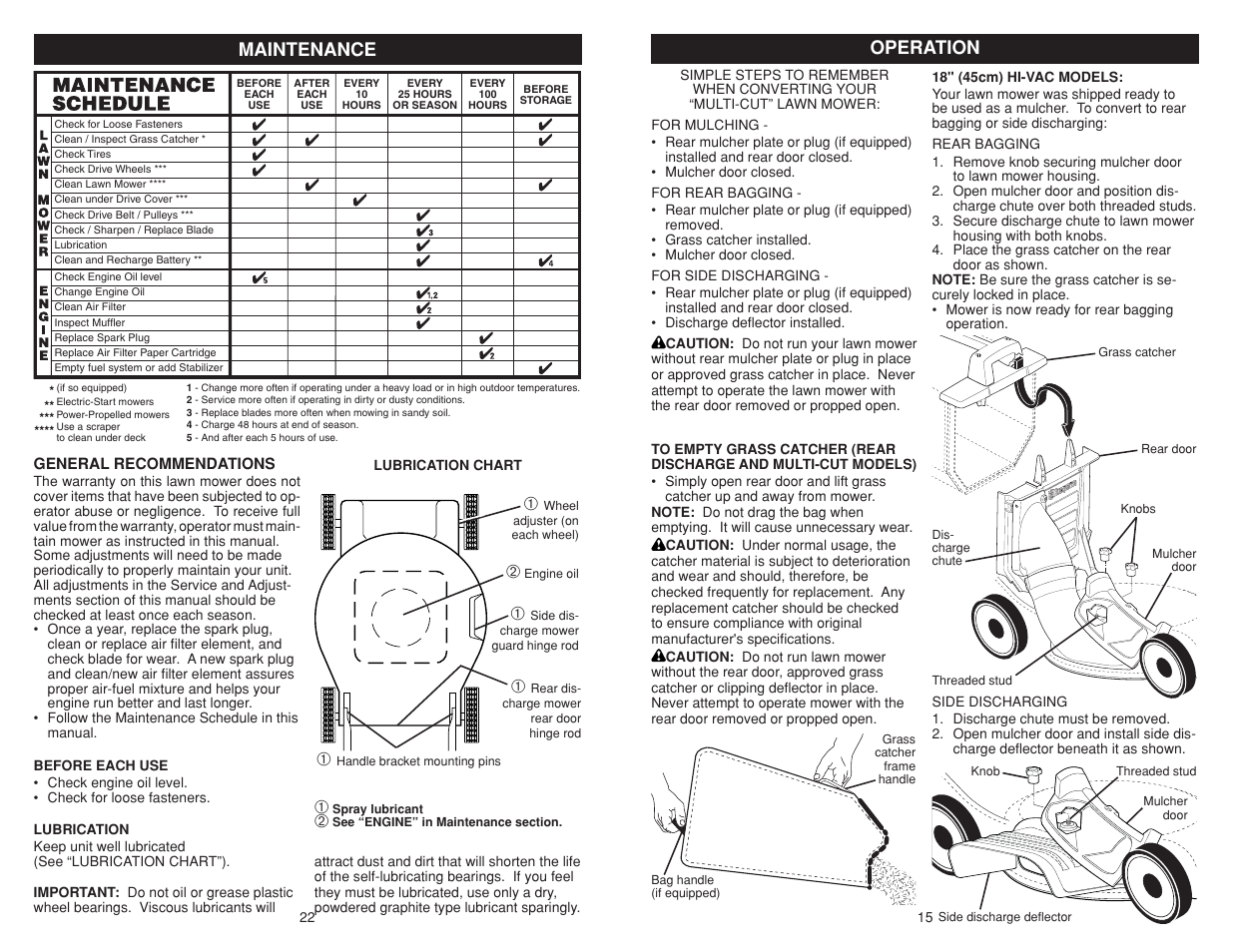Maintenance, Operation | Poulan Pro PR625P_115587827 LAWN TRACTOR User Manual | Page 15 / 18