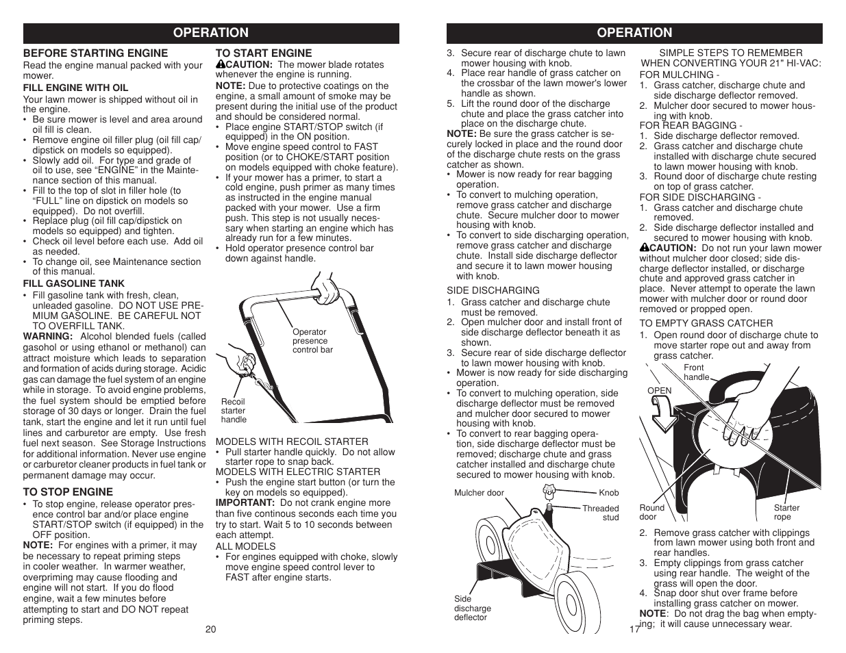 Operation | Poulan Pro PR625P_115587827 LAWN TRACTOR User Manual | Page 17 / 18