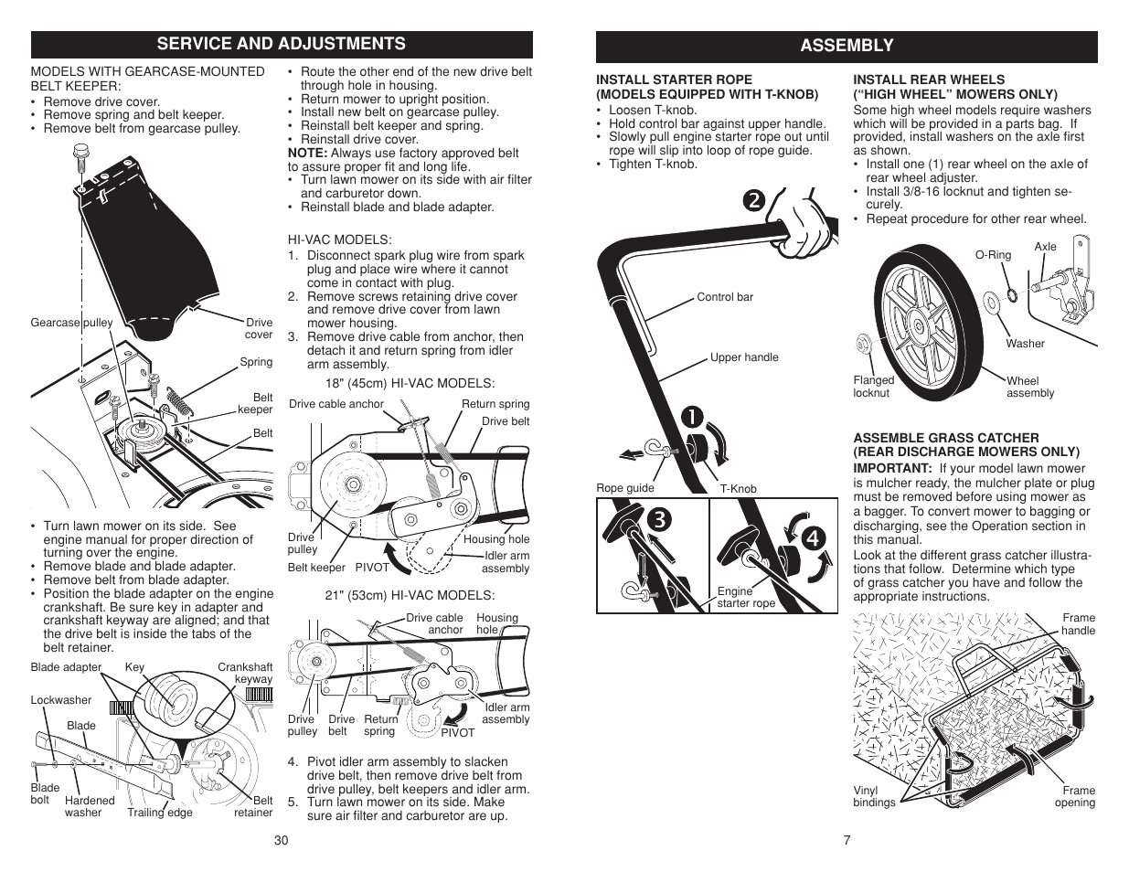 Service and adjustments, Assembly | Poulan Pro PR625P_115587827 LAWN TRACTOR User Manual | Page 7 / 18