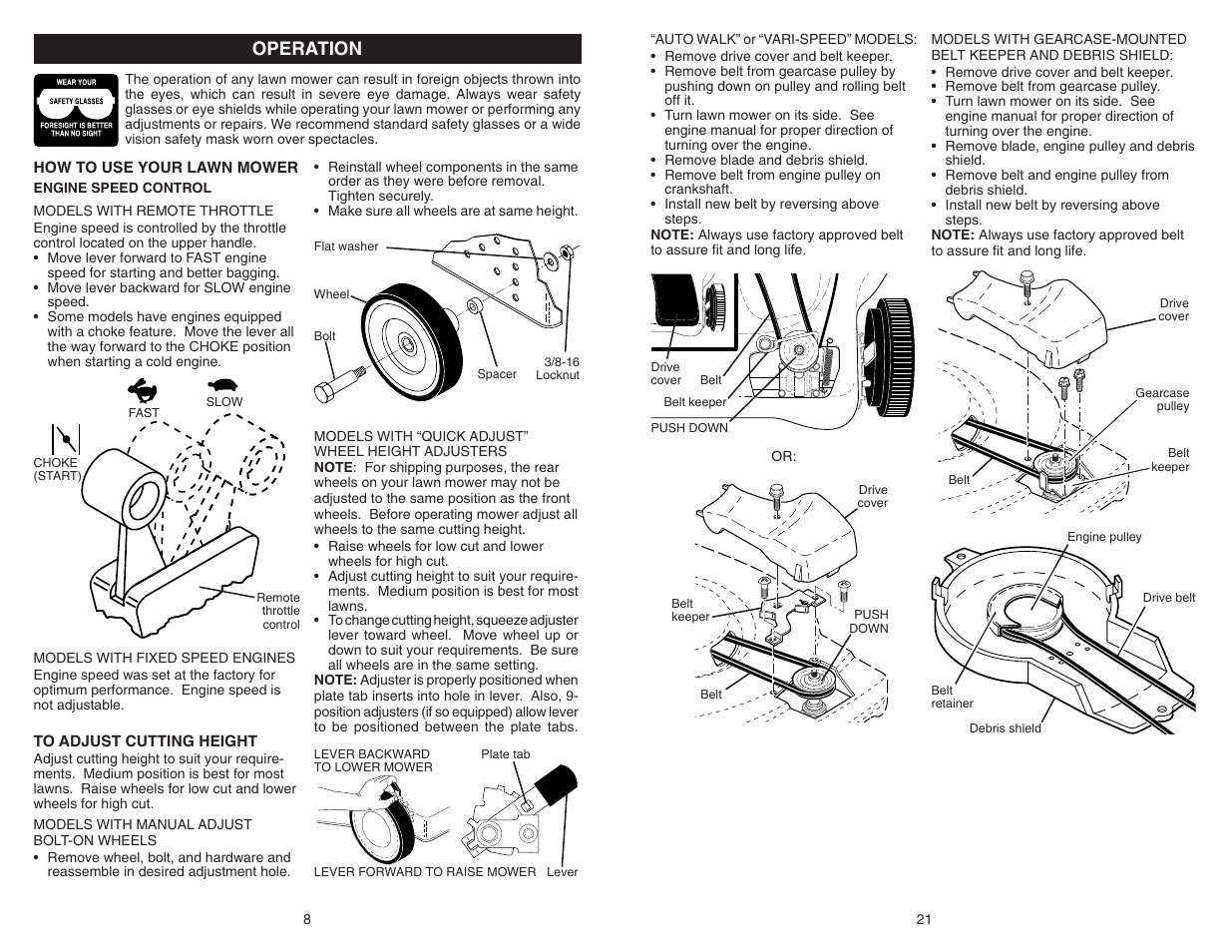 Operation | Poulan Pro PR625Y22RKP LAWN MOWER User Manual | Page 8 / 14