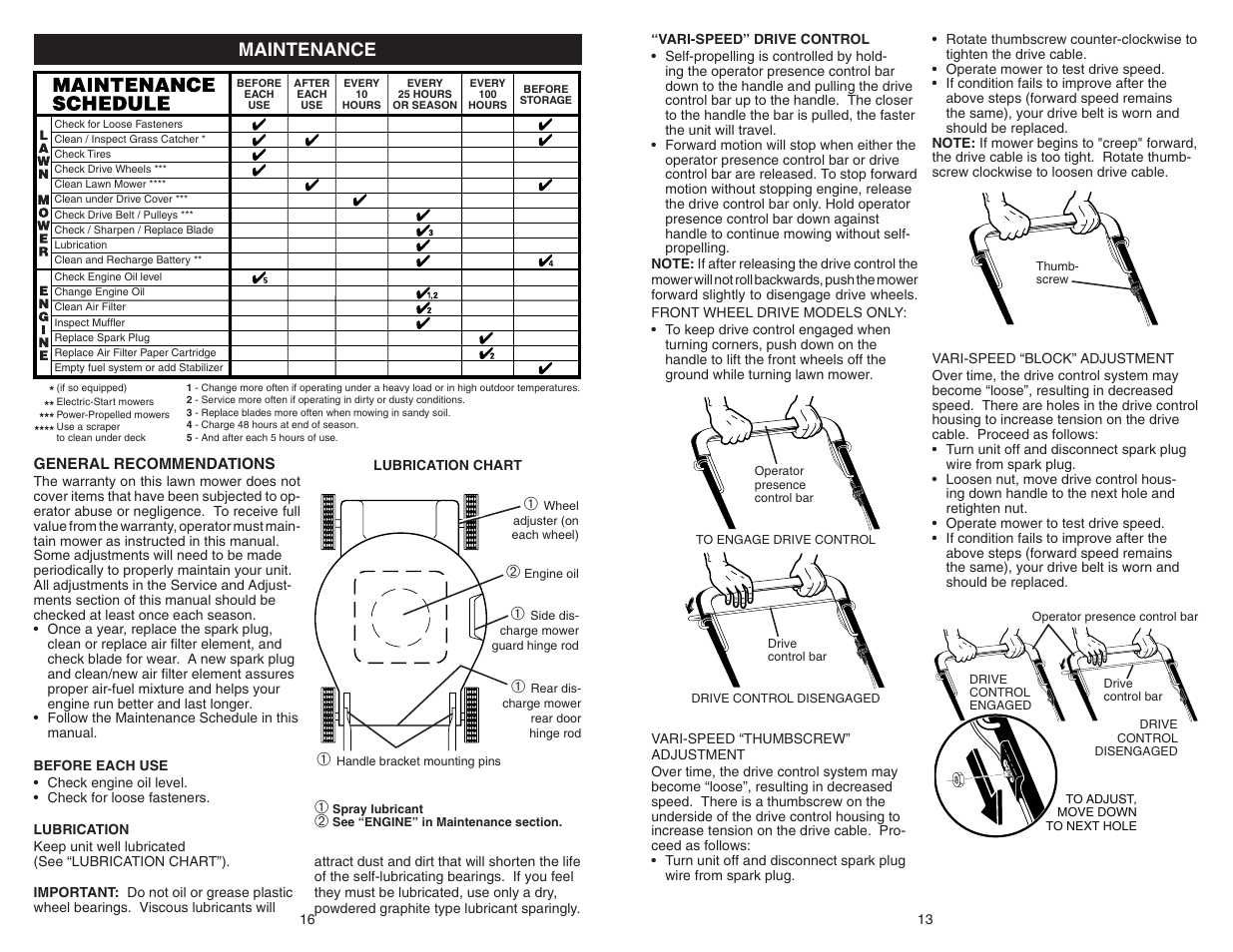 Maintenance | Poulan Pro 961240002 LAWN MOWER User Manual | Page 13 / 14