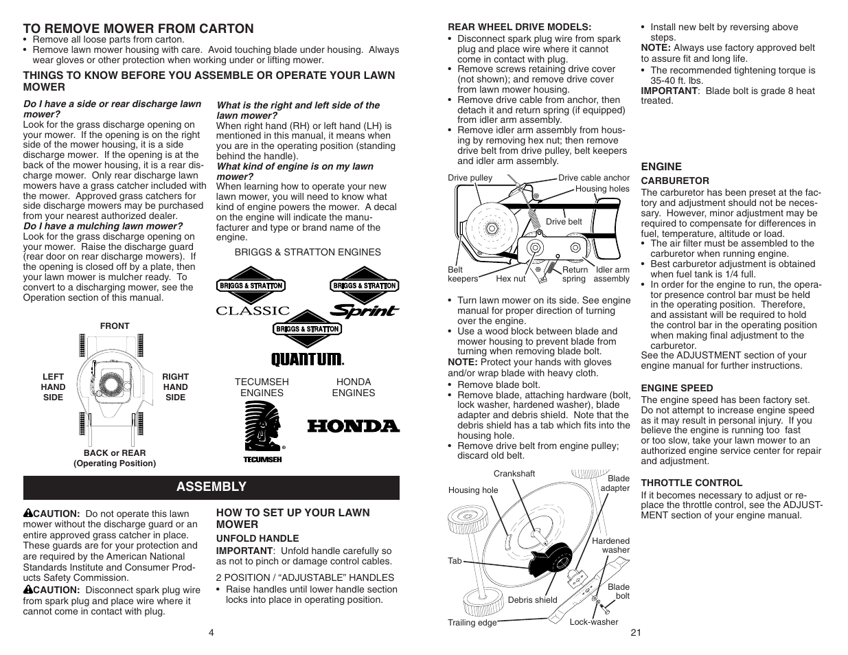 Assembly to remove mower from carton | Poulan Pro PR600Y21RP LAWN MOWER User Manual | Page 4 / 12