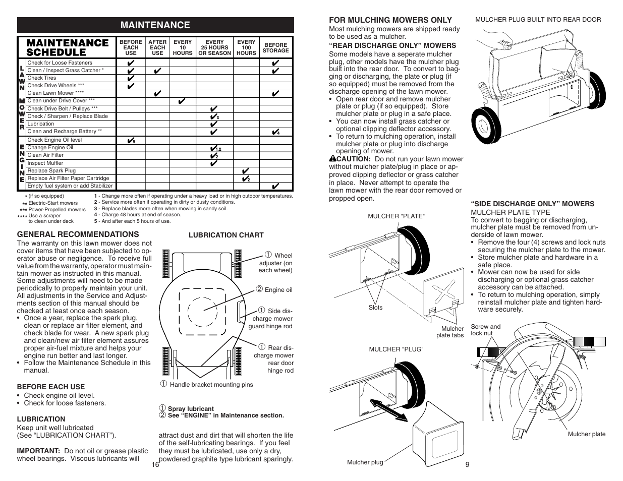 Maintenance | Poulan Pro PR600Y22SHP LAWN MOWER User Manual | Page 9 / 12