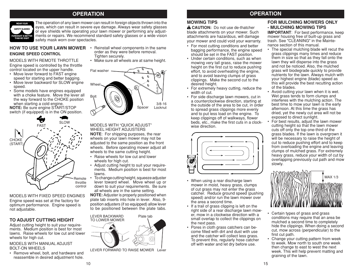 Operation | Poulan Pro PR500N21SH LAWN MOWER User Manual | Page 10 / 12