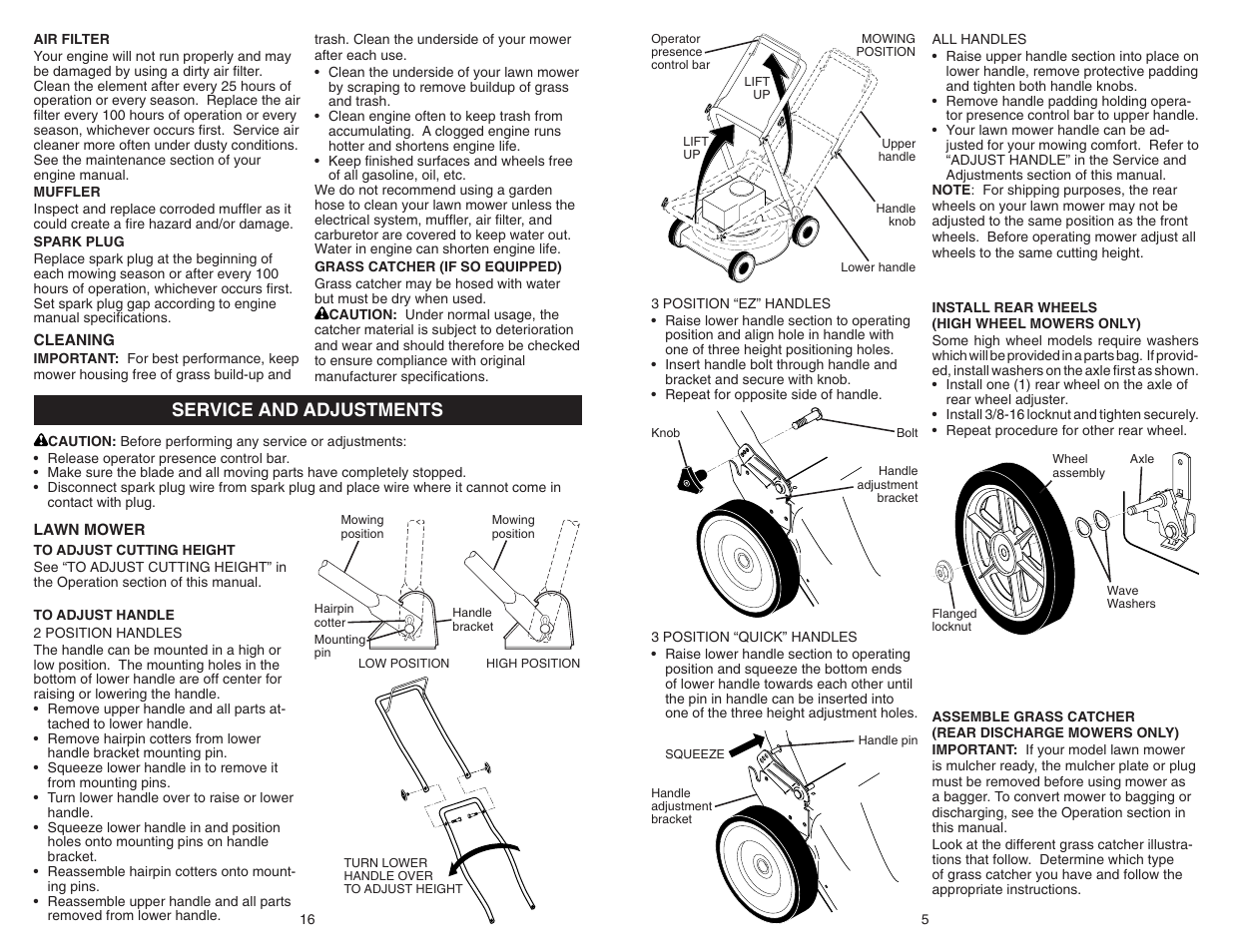 Service and adjustments | Poulan Pro PR600N21RH LAWN MOWER User Manual | Page 5 / 10