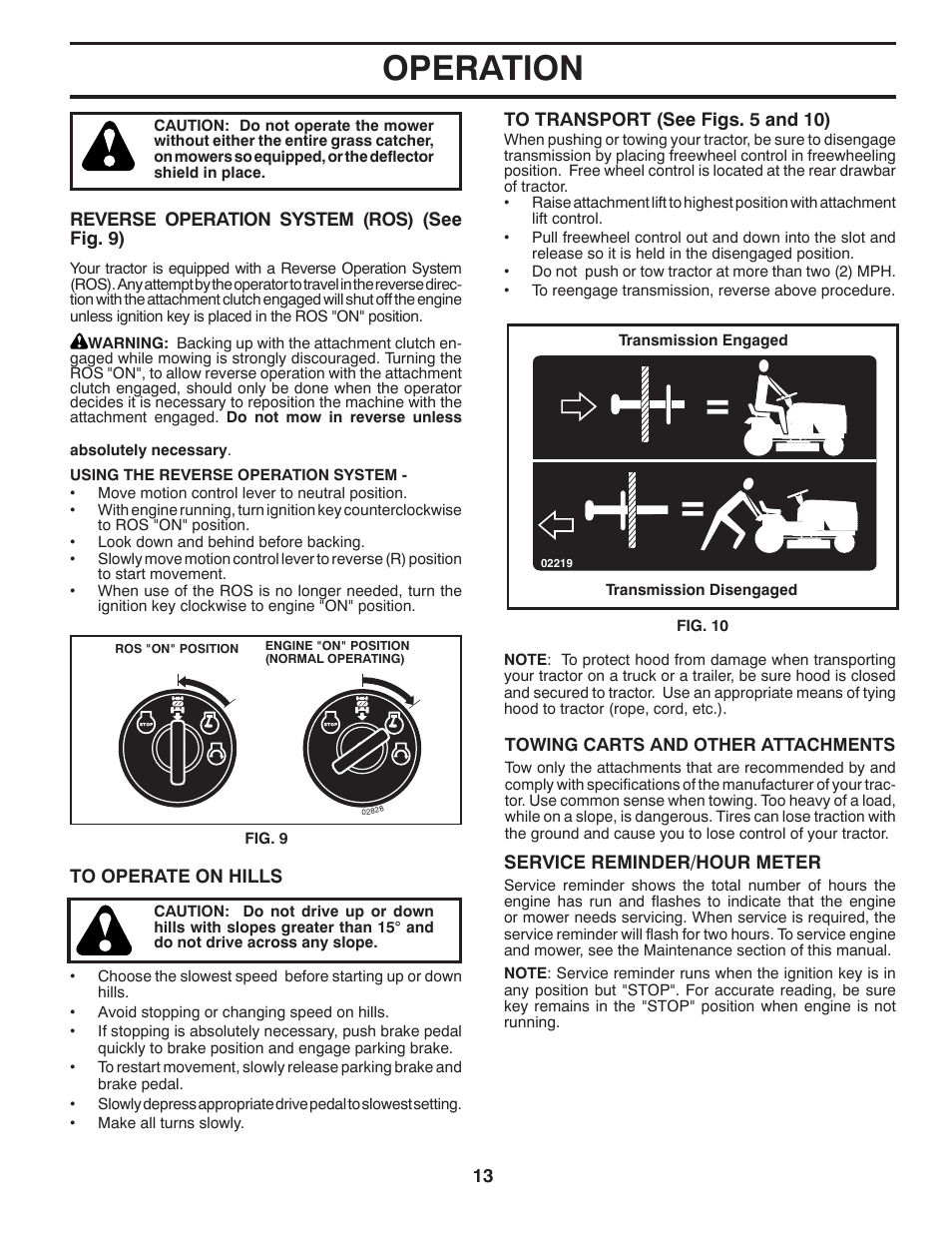 Operation | Poulan Pro PP21H42 LAWN TRACTOR User Manual | Page 13 / 32