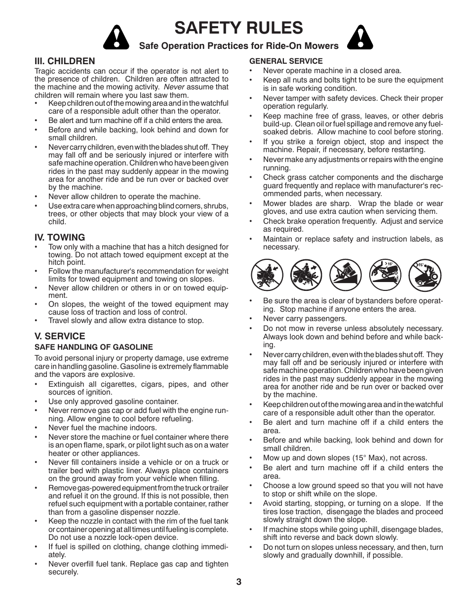 Safety rules | Poulan Pro PP21H42 LAWN TRACTOR User Manual | Page 3 / 32