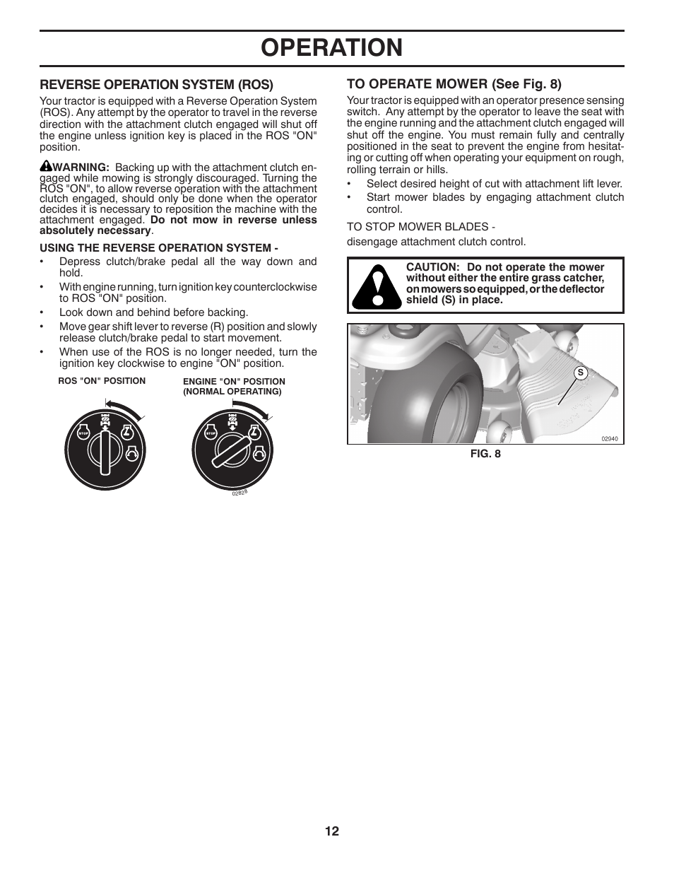 Operation | Poulan Pro PB19546LT LAWN TRACTOR User Manual | Page 12 / 44