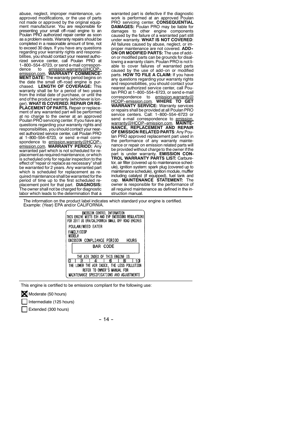 Poulan Pro BVM200C User Manual | Page 14 / 14