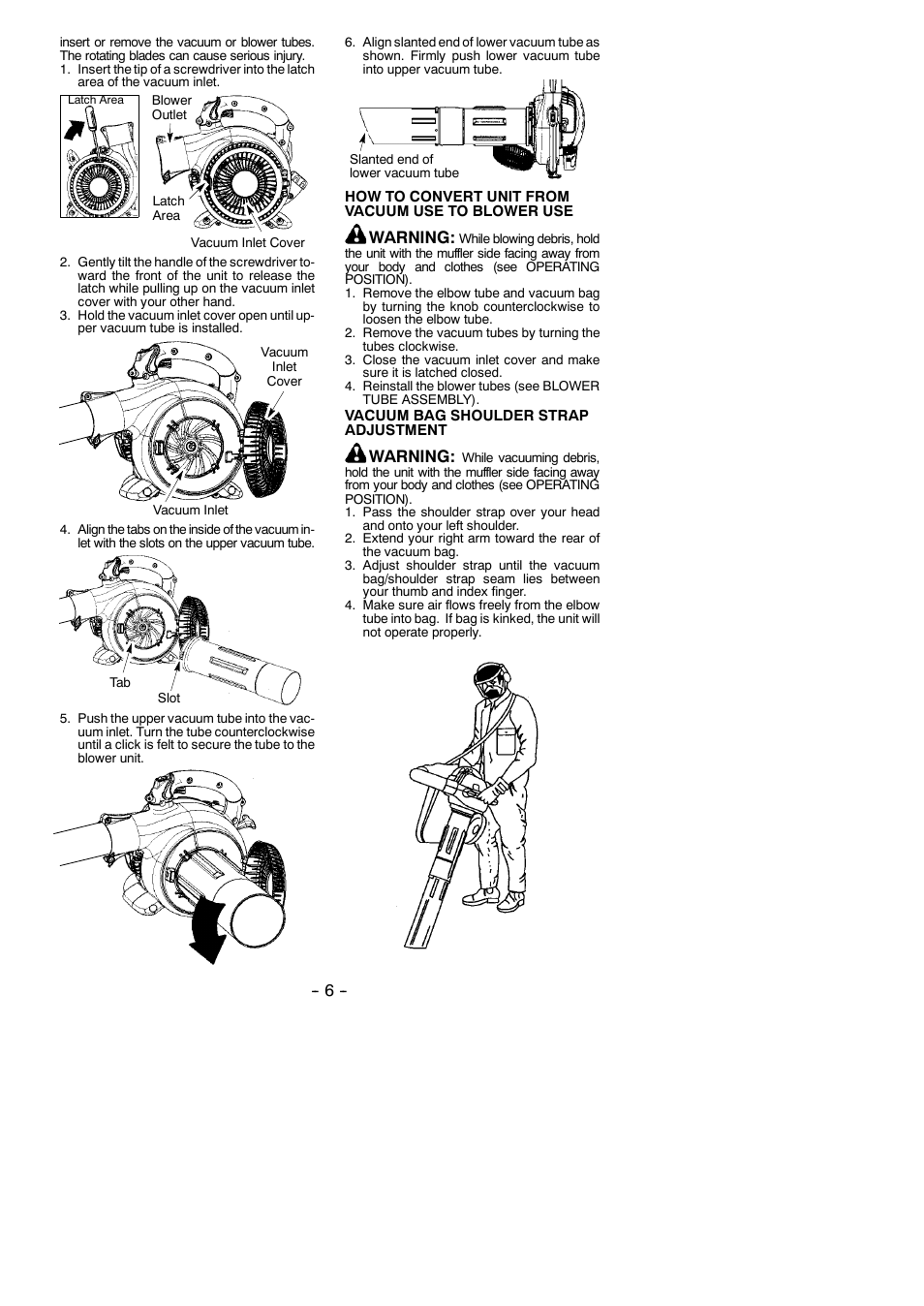 Warning | Poulan Pro BVM200C User Manual | Page 6 / 14
