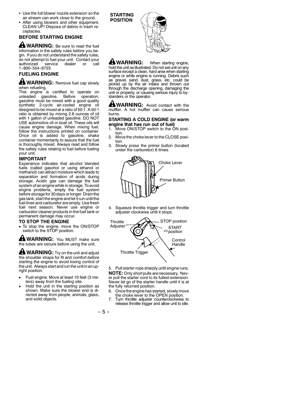 Warning | Poulan Pro BP406 User Manual | Page 5 / 9