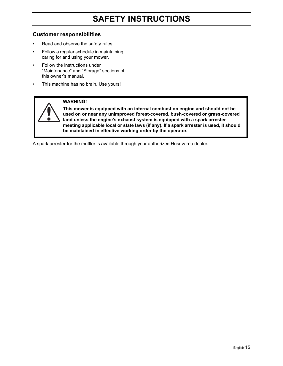 Safety instructions | Poulan Pro Pro 900 ZX 968999302 User Manual | Page 17 / 80