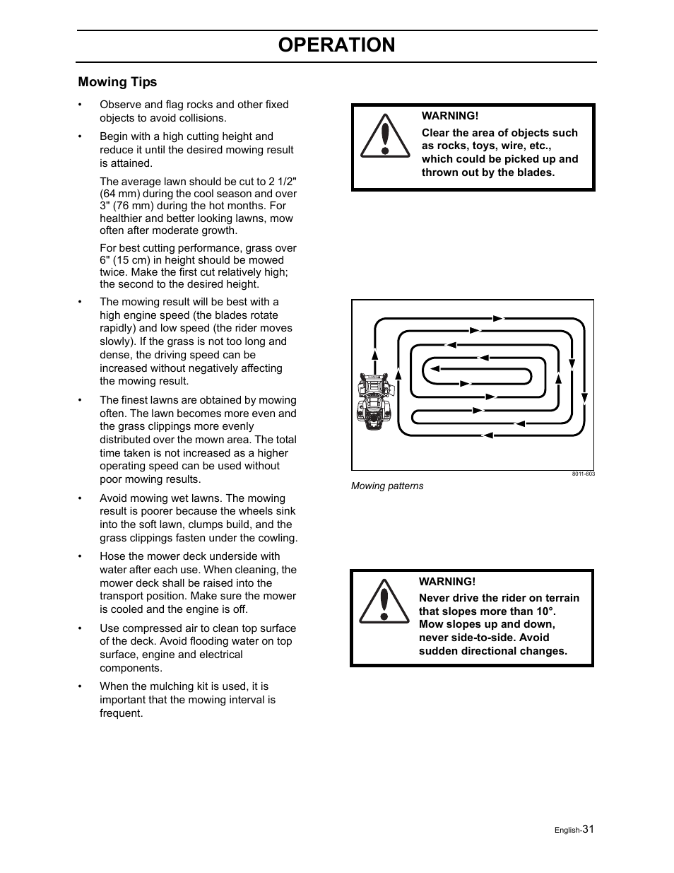 Operation | Poulan Pro Pro 900 ZX 968999302 User Manual | Page 33 / 80