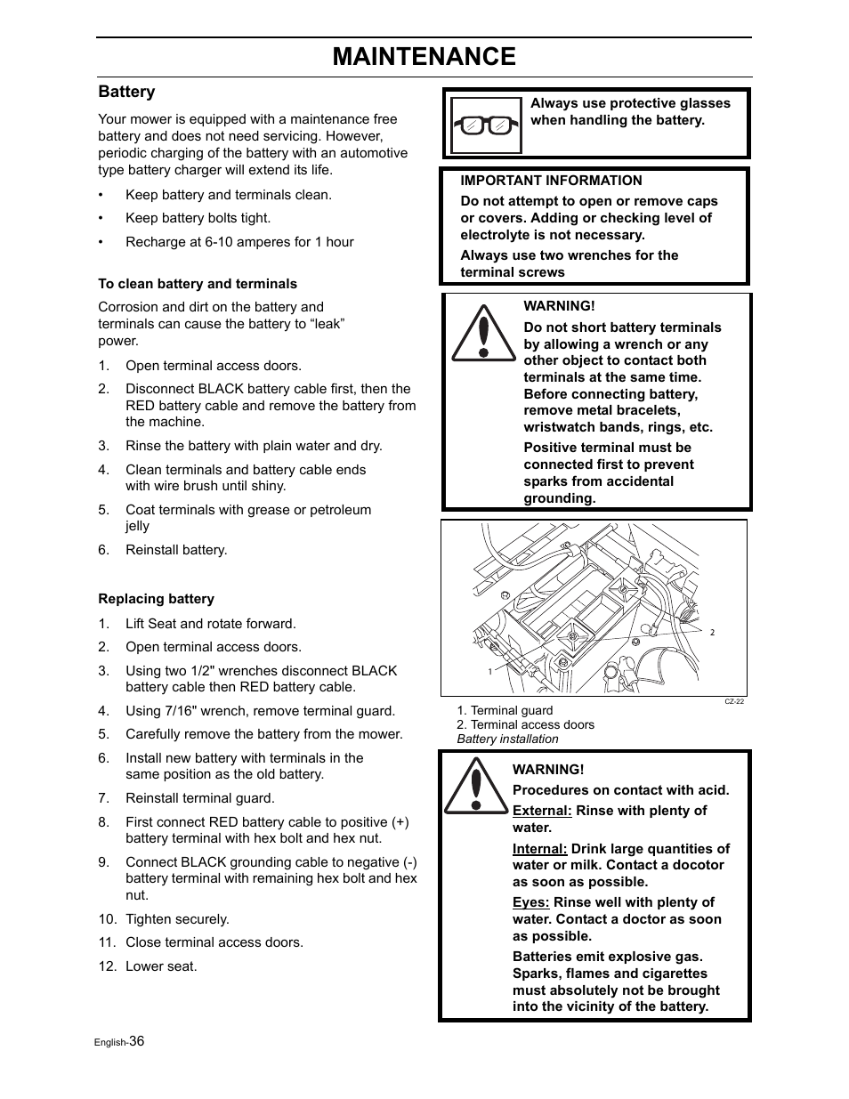 Maintenance | Poulan Pro Pro 900 ZX 968999302 User Manual | Page 38 / 80