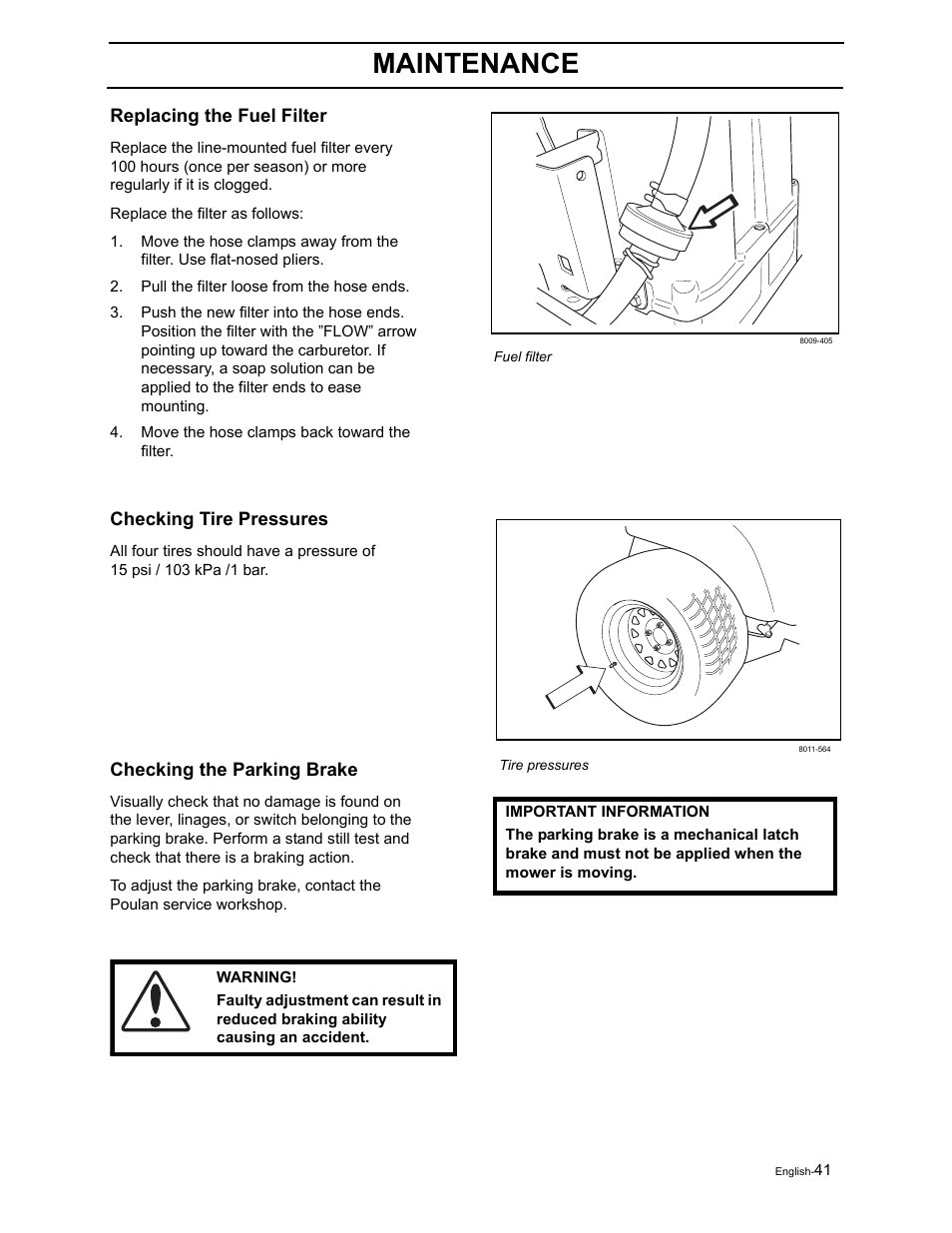 Maintenance | Poulan Pro Pro 900 ZX 968999302 User Manual | Page 43 / 80