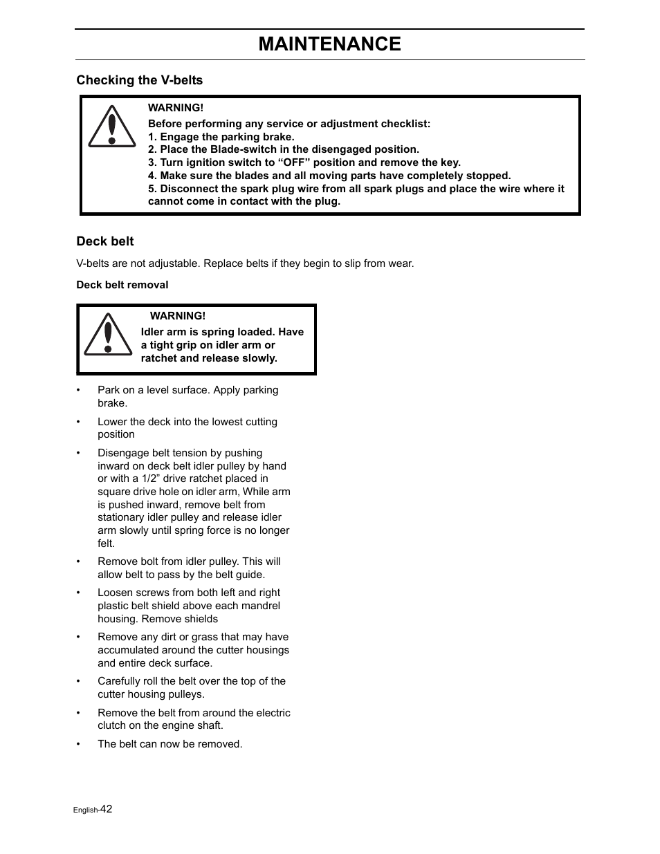 Maintenance | Poulan Pro Pro 900 ZX 968999302 User Manual | Page 44 / 80