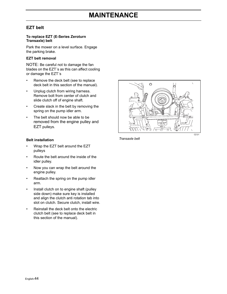Maintenance | Poulan Pro Pro 900 ZX 968999302 User Manual | Page 46 / 80