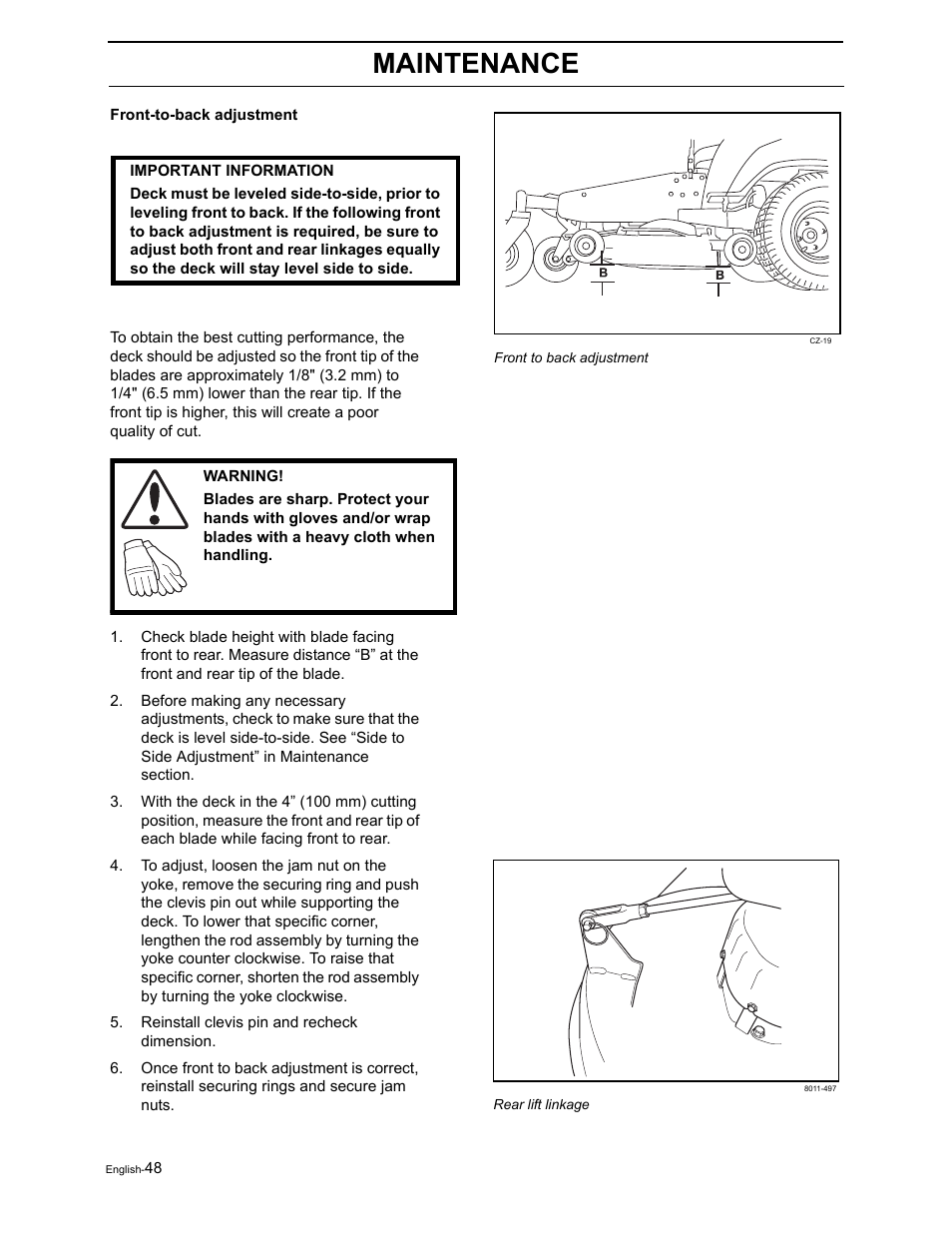 Maintenance | Poulan Pro Pro 900 ZX 968999302 User Manual | Page 50 / 80