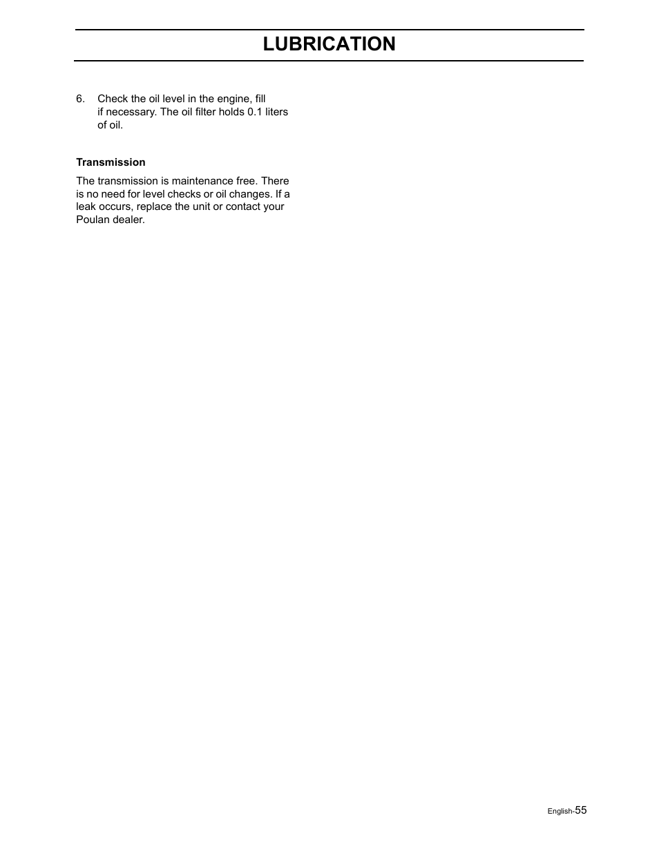 Lubrication | Poulan Pro Pro 900 ZX 968999302 User Manual | Page 57 / 80