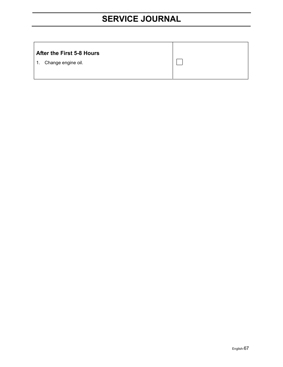 Service journal | Poulan Pro Pro 900 ZX 968999302 User Manual | Page 69 / 80