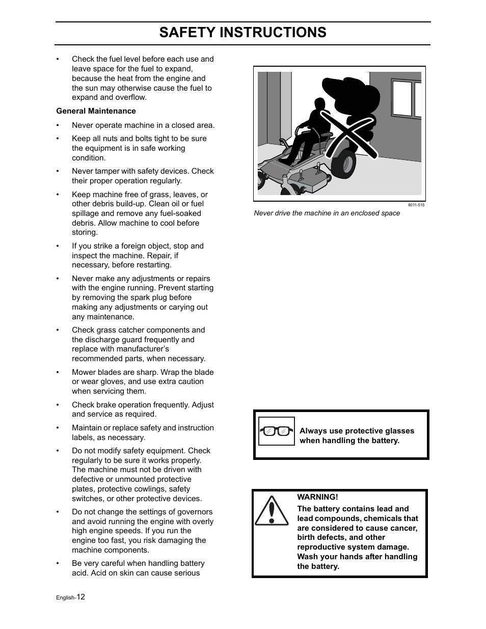 Safety instructions | Poulan Pro Pro 950 ZX 968999507 User Manual | Page 14 / 80