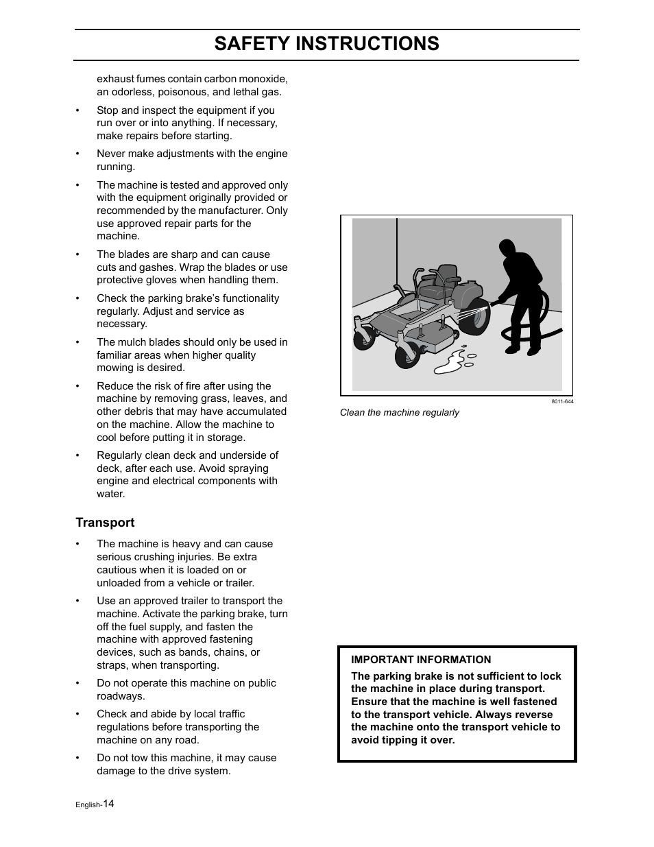 Safety instructions | Poulan Pro Pro 950 ZX 968999507 User Manual | Page 16 / 80