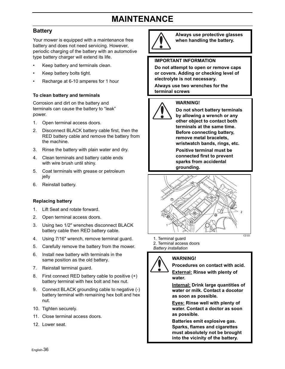 Maintenance | Poulan Pro Pro 950 ZX 968999507 User Manual | Page 38 / 80